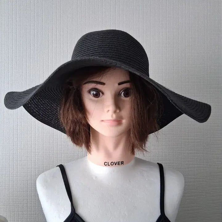 [BUNJANG] Wide Brim Straw Hat Black / 검정색 챙 넓은 여름 밀짚모자