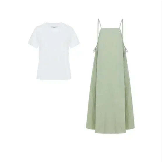 [BUNJANG] Isabel Round T-shirt + Camisole Dress Set / 이사베이 라운드 티셔츠 + 나시 원피스 세트