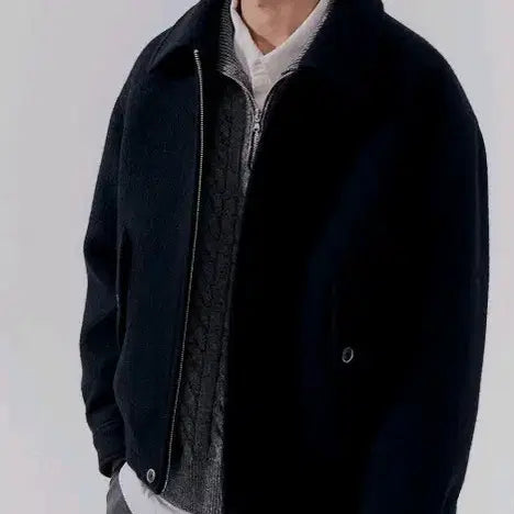 [BUNJANG] Dunst Textured Collar Wool Blouson Navy / 던스트 울 블루종 네이비 S 사이즈 판매합니다