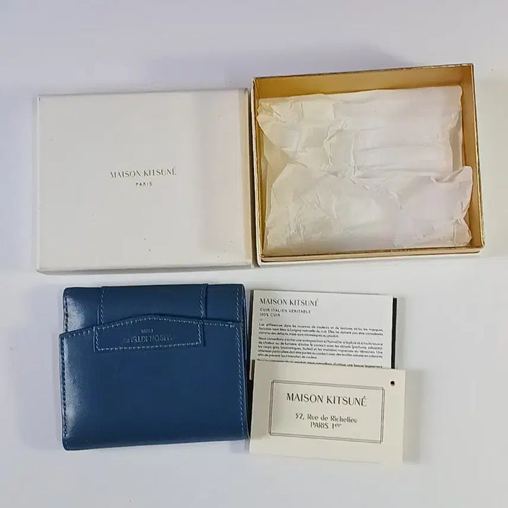 [BUNJANG] Maison Kitsuné Blue Leather Cardholder / (정품풀박스)메종키츠네 블루 레더 카드지갑