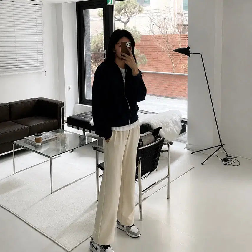 [BUNJANG] BEMUSE (VENUET) Collar Zip-Up Set / 비뮤즈(베뉴엣) 카라 집업 세트