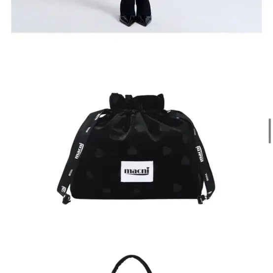 [BUNJANG] Markny Heart Velvet String Pouch Bag / 마크니 하트 벨벳 스트링 파우치백