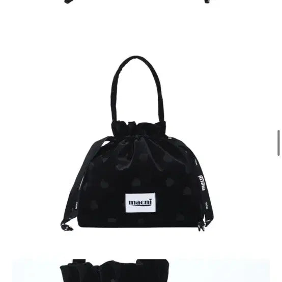 [BUNJANG] Markny Heart Velvet String Pouch Bag / 마크니 하트 벨벳 스트링 파우치백