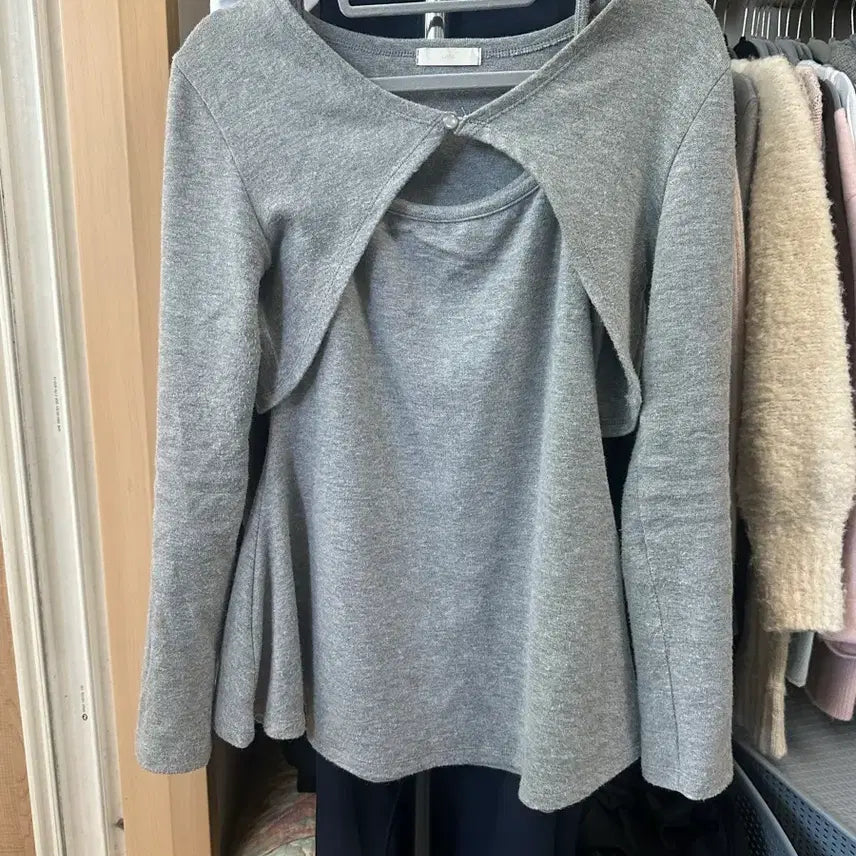 [BUNJANG] Shop of Plain Sleeveless Cardigan Set Grey / 샵오브 플레인 나시 가디건 세트 그레이