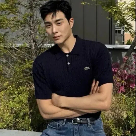 [BUNJANG] Lacoste Cable Polo Shirt Navy / 정가 23만) 라코스테 lacoste 케이블 폴로셔츠 네이비