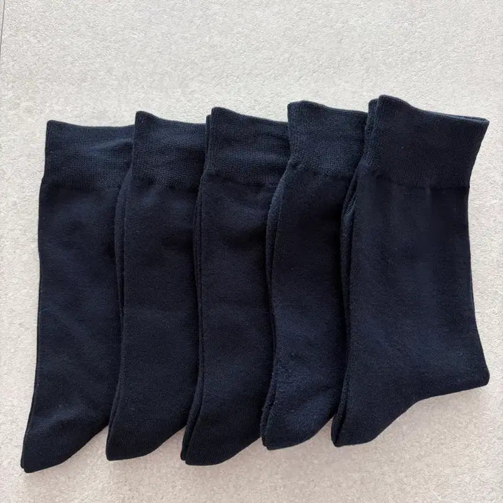[BUNJANG] Plain Cotton Socks (5 Pairs) - Deep Navy / 진네이비 무지 면양말 5켤레