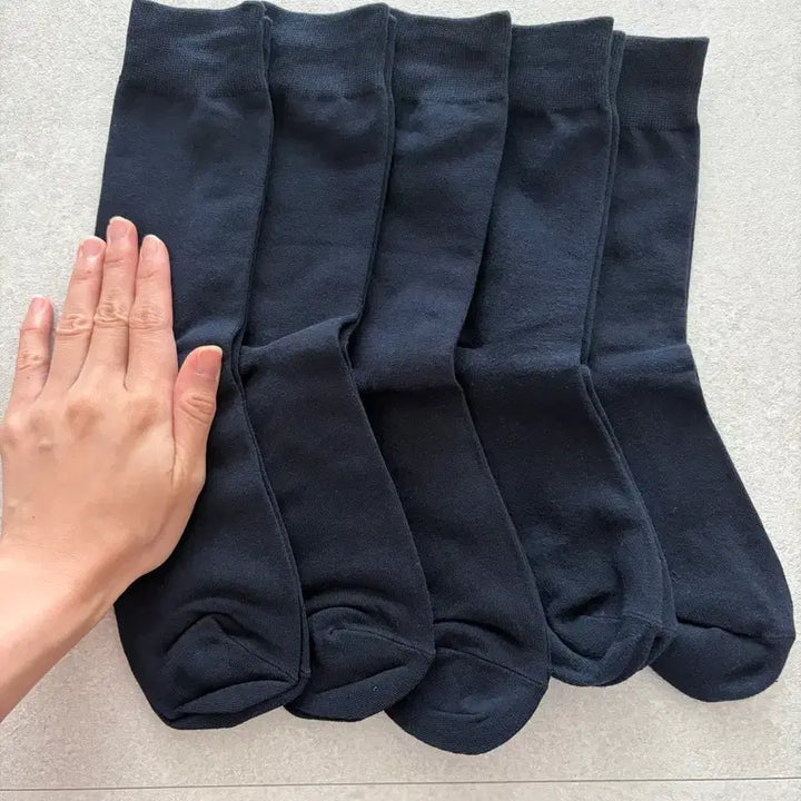 [BUNJANG] Plain Cotton Socks (5 Pairs) - Deep Navy / 진네이비 무지 면양말 5켤레