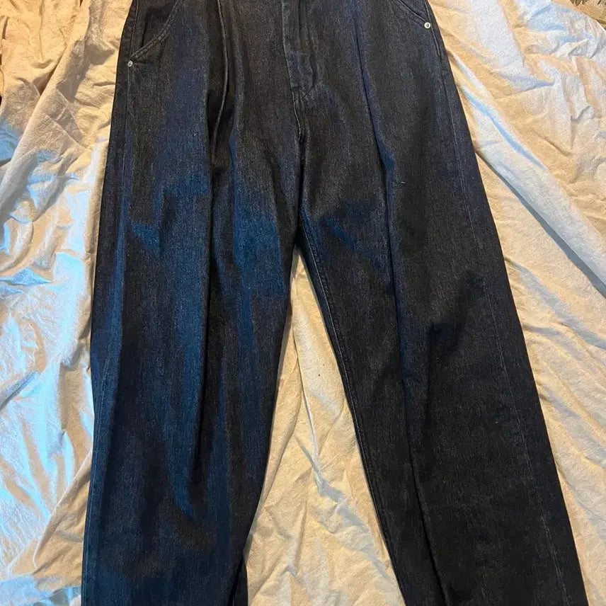 [BUNJANG] Youthlab Structure Wide Denim Black (S Size) / 유스랩 스트럭쳐 와이드 데님 흑청 S size