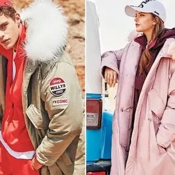 [BUNJANG] Jeep Polar Bear Long Padding Parka Down Jumper Pink / 지프 폴라베어 롱패딩 야상패딩 다운점퍼 분홍색