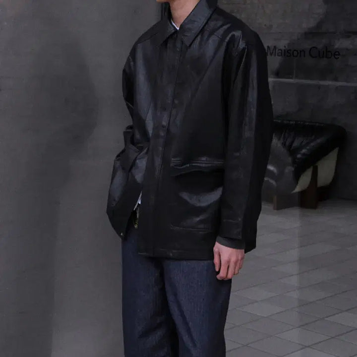 [BUNJANG] Mood Inside Leather Cargo Coat / 무드인사이드 레더 카코트