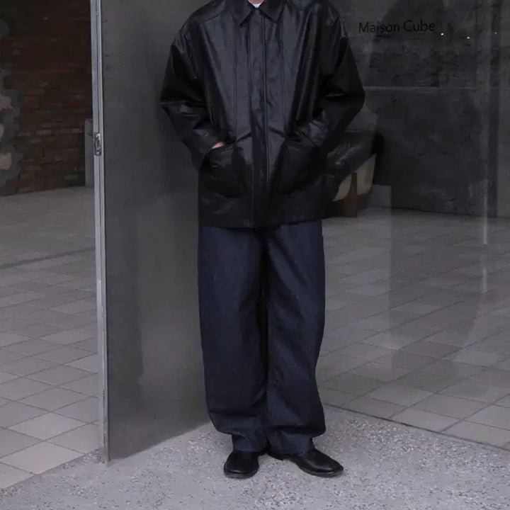 [BUNJANG] Mood Inside Leather Cargo Coat / 무드인사이드 레더 카코트