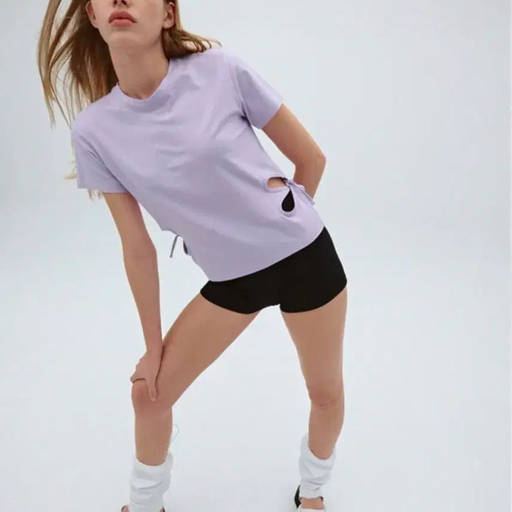 [BUNJANG] Mardi Mercredi Lavender Side Flower T-Shirt / 새상품 마르디 메크르디 라벤더 사이드 플라워 티셔츠