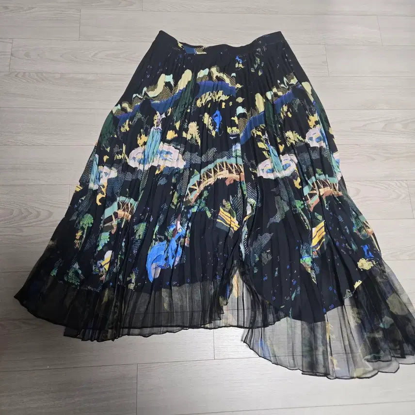 [BUNJANG] Time Pattern Pleats Long Skirt / 타임 패턴 플리츠 롱 스커트