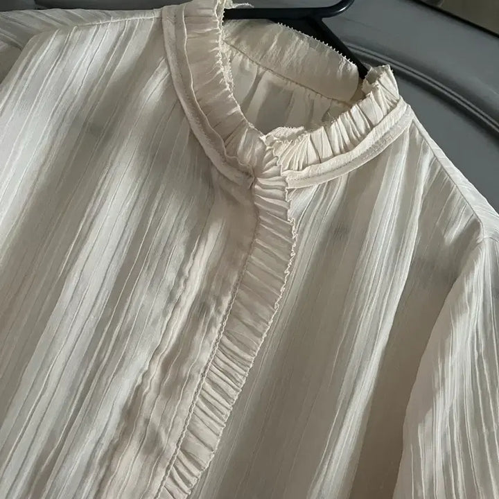 [BUNJANG] Mine Silk Frill Pleats Blouse / 마인 실크 프릴 플리츠 블라우스 호칭82-94-160사이즈