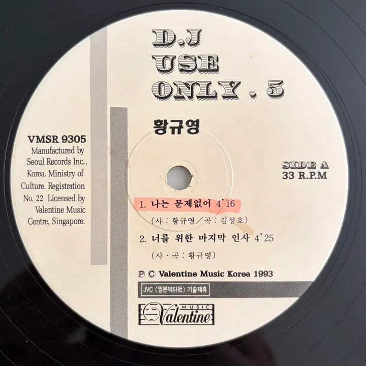 [BUNJANG] Hwang Gyu Young "I Have No Problem" Promotional LP / [희귀] 황규영 나는 문제없어 홍보용 LP