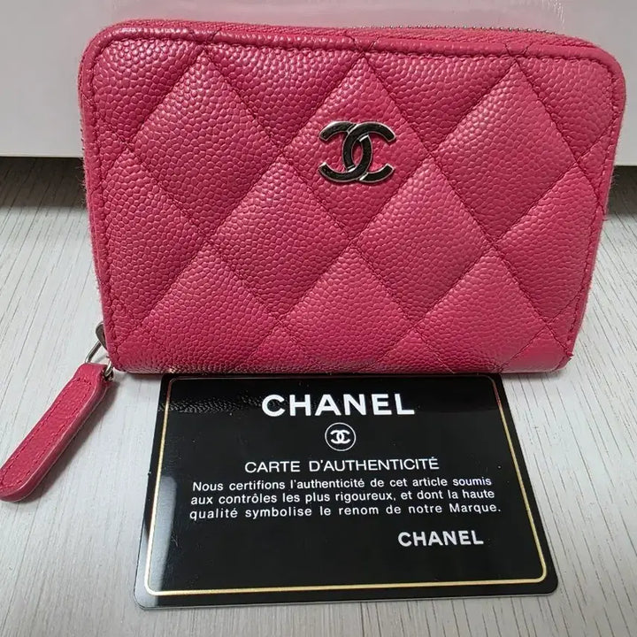 [BUNJANG] Chanel Pink Caviar Zipped Card Holder / 샤넬 핑크 캐비어 지퍼돌이 카드지갑