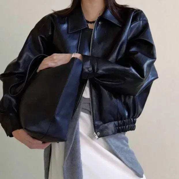 [BUNJANG] UGST Vegan Leather Jacket (Black) / ugst 비건레더 자켓(블랙)