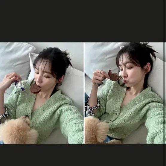 [BUNJANG] Zara Green Boucle Cardigan / 자라 연두색 부클레 가디건