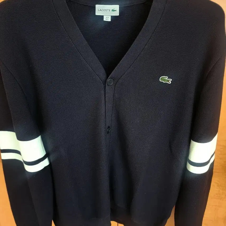 [BUNJANG] Lacoste Dark Navy Stripe Cardigan / 라코스테 다크네이비 스트라이프 가디건 팝니다. 정가 28만