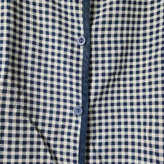 [BUNJANG] Navy Check Short Sleeve Pajama Blouse 3-Piece Set / 네이비 체크 반팔 블라우스 잠옷 3ps 새상품