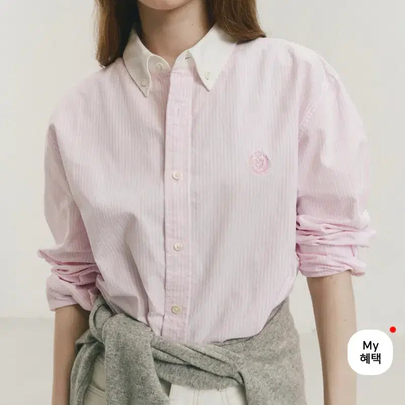 [BUNJANG] Dunst Striped White Collar Shirt / 던스트 셔츠(새상품) 정가 109,000원