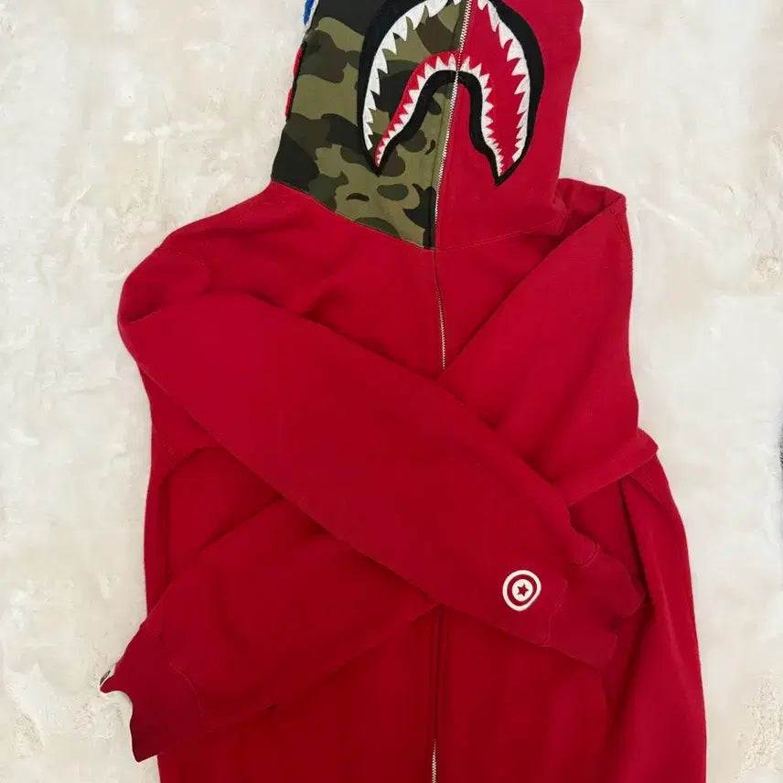 [BUNJANG] BAPE Red Camo Shark Full Zip Hoodie 2XL / 베이프 적계&amp;카모 2XL 판매합니다.