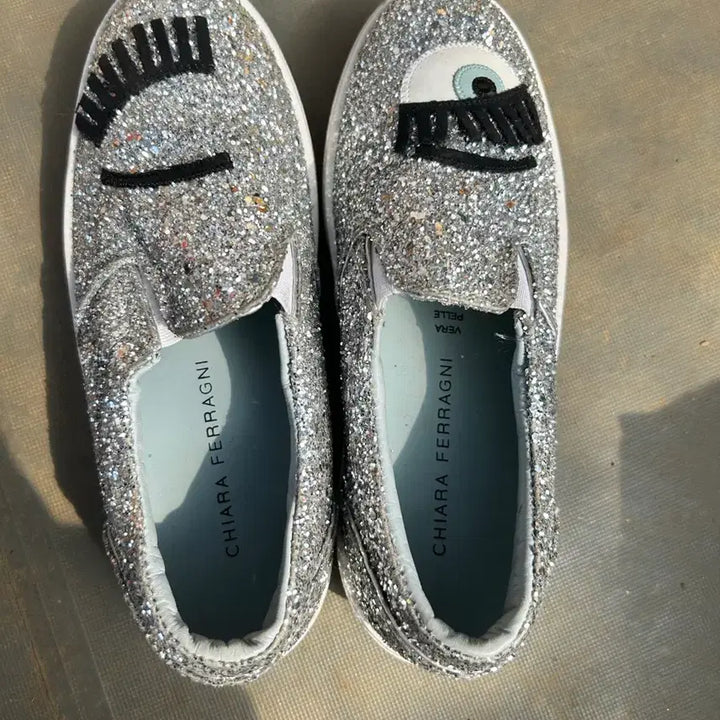 [BUNJANG] Chiara Ferragni Glitter Slip-On Sneakers / 키아라페라그니 글리터 슬립온 스니커즈