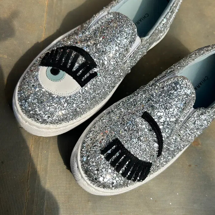 [BUNJANG] Chiara Ferragni Glitter Slip-On Sneakers / 키아라페라그니 글리터 슬립온 스니커즈