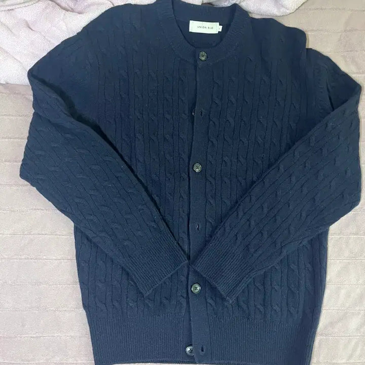 [BUNJANG] Union Blue Cable Wool Cardigan Navy L / 유니온블루 케이블 울 가디건 네이비 L 새상품
