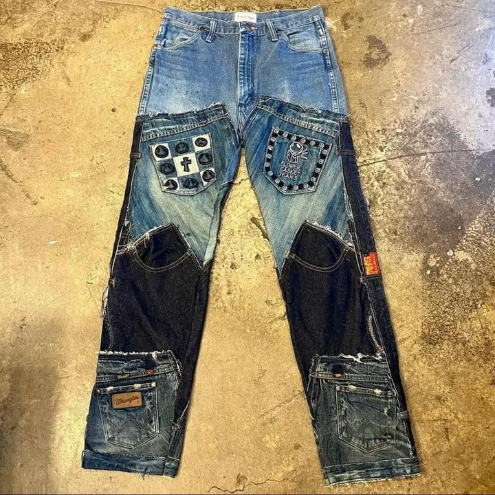 [BUNJANG] Wrangler Remake Patchwork Denim Pants / 랭글러 리메이크 패치워크 데님 팬츠