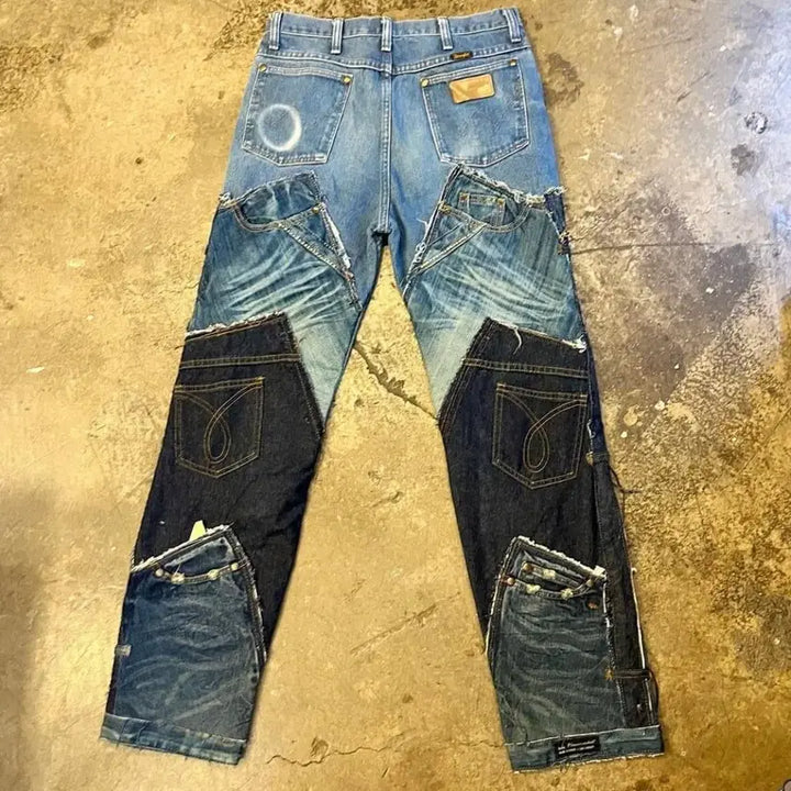 [BUNJANG] Wrangler Remake Patchwork Denim Pants / 랭글러 리메이크 패치워크 데님 팬츠