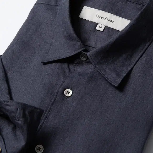 [BUNJANG] Firstfloor Pure Linen Shirt Navy Size 44 / (새상품) 퍼스트플로어 퓨어 리넨 셔츠 네이비 44사이즈