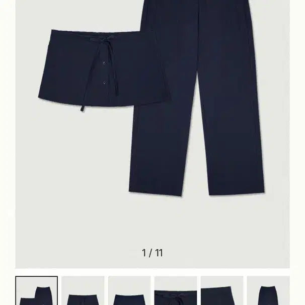 [BUNJANG] By Mood Layered Cotton Pants Navy (M) / 바이무드 레이어드코튼팬츠 네이비 새상품 (M)