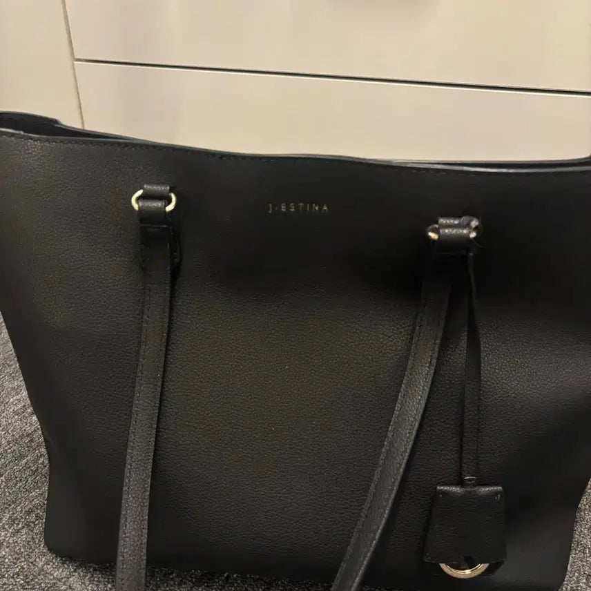 [BUNJANG] J.ESTINA Black Tote Bag Shoulder Bag with Pouch / 제이에스티나 블랙 토트백 숄더백