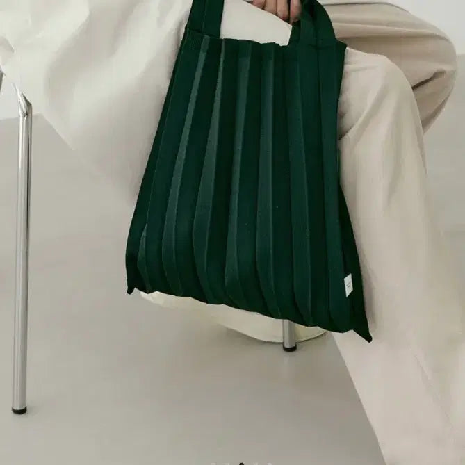 [BUNJANG] Pleats Mama Pleats Bag Dark Green Tote Bag / 플리츠마마 플리츠백 다크그린 토트백