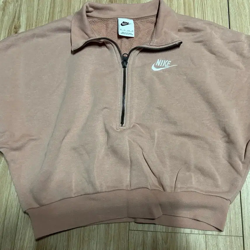 [BUNJANG] Nike Pink Half-Zip Cropped Sweatshirt / 나이키 하프집업 맨투맨 핑크 크롭 맨투맨