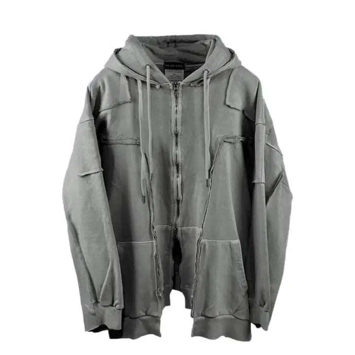[BUNJANG] Surgery Remake Over Pigment Hoodie Grey / 써저리 리메이크 오버 피그먼드 후드집업 그레이