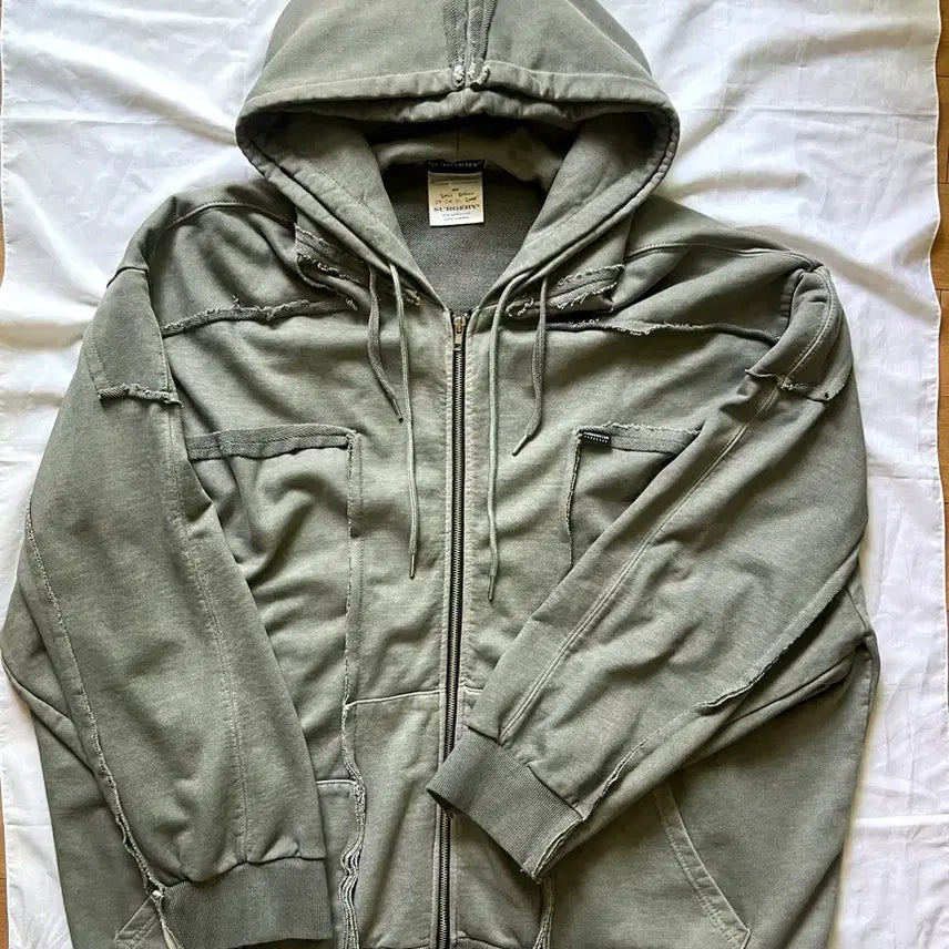 [BUNJANG] Surgery Remake Over Pigment Hoodie Grey / 써저리 리메이크 오버 피그먼드 후드집업 그레이