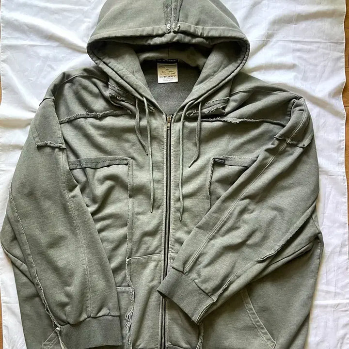 [BUNJANG] Surgery Remake Over Pigment Hoodie Grey / 써저리 리메이크 오버 피그먼드 후드집업 그레이