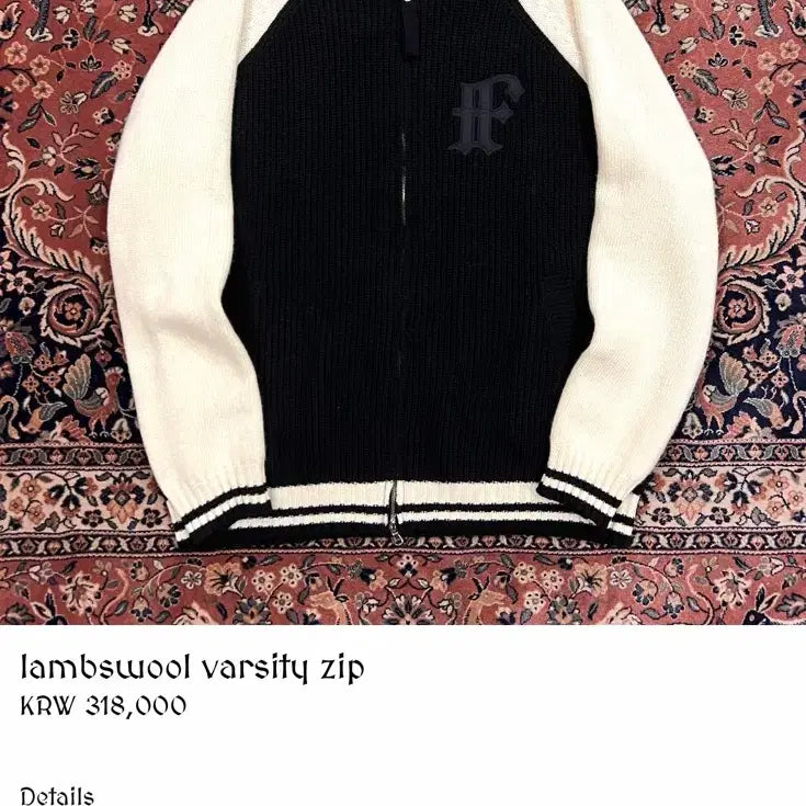 [BUNJANG] Pierce Lambswool Varsity Zip-Up Jacket Black L / 피어스 램스울 바시티 집업 자켓 블랙 L