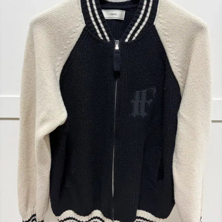 [BUNJANG] Pierce Lambswool Varsity Zip-Up Jacket Black L / 피어스 램스울 바시티 집업 자켓 블랙 L