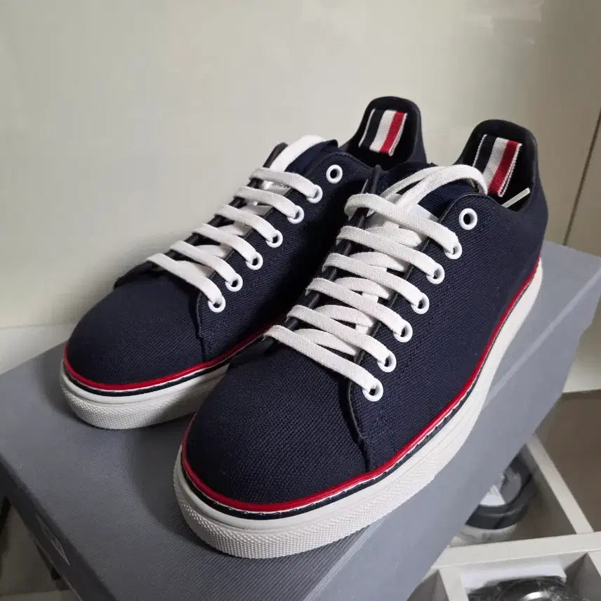 [BUNJANG] Thom Browne Tennis Canvas Shoes Navy / 톰브라운 테니스 캔버스 슈즈 네이비