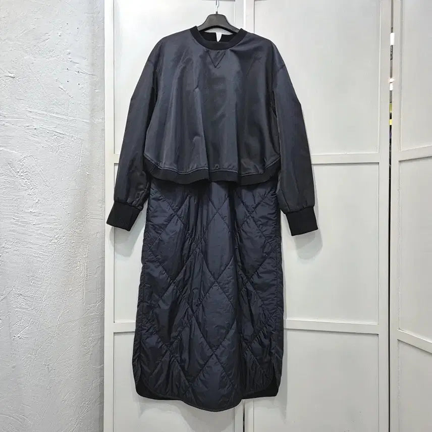 [BUNJANG] KUHO Quilted Long Dress Navy Size 85 / 구호 퀼팅 롱 원피스