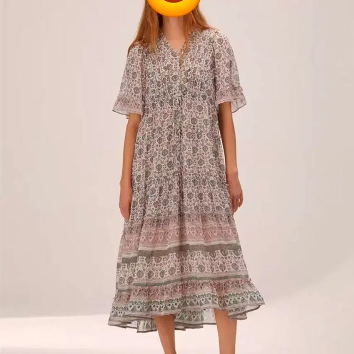 [BUNJANG] Thursday Island Flower Pattern Chiffon Long Dress / 써스데이아일랜드(스타일)플라워 패턴고급 롱 원피스 쉬폰