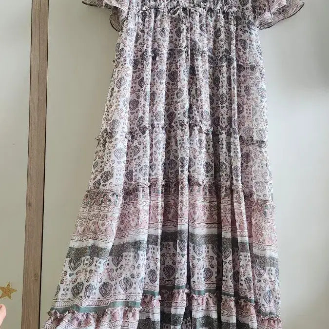[BUNJANG] Thursday Island Flower Pattern Chiffon Long Dress / 써스데이아일랜드(스타일)플라워 패턴고급 롱 원피스 쉬폰