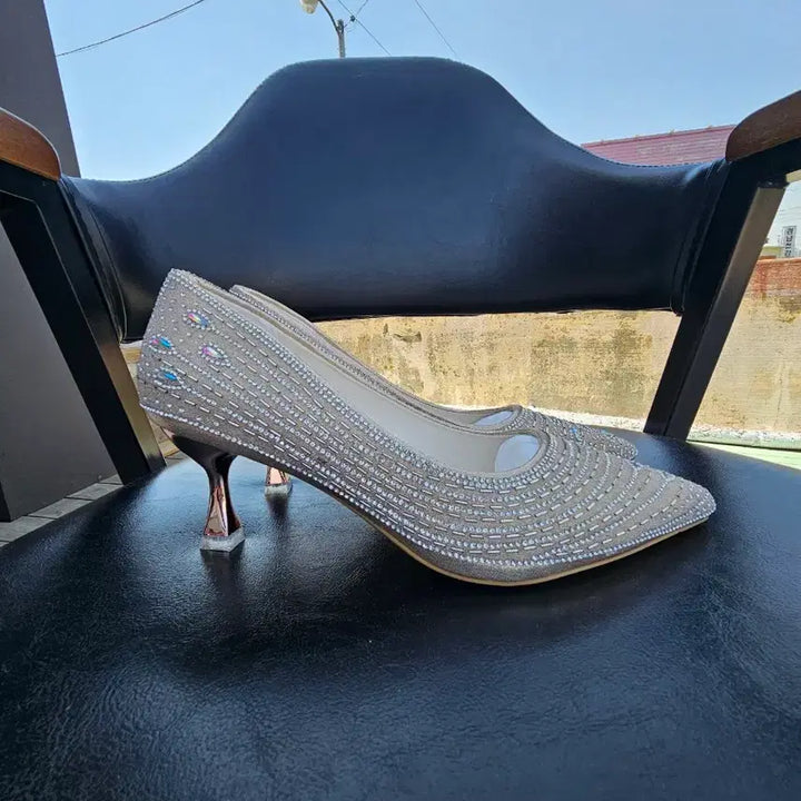 [BUNJANG] Rhinestone Embellished Pumps Heels Shoes / 라인스톤 장식 펌프스 힐 슈즈 250(새상품)