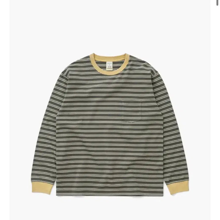 [BUNJANG] Cacique Border Stripe Long Sleeve T-Shirt XL Khaki / 카키스 보더 스트라이프 l/s 티셔츠 xl 사이즈 bark