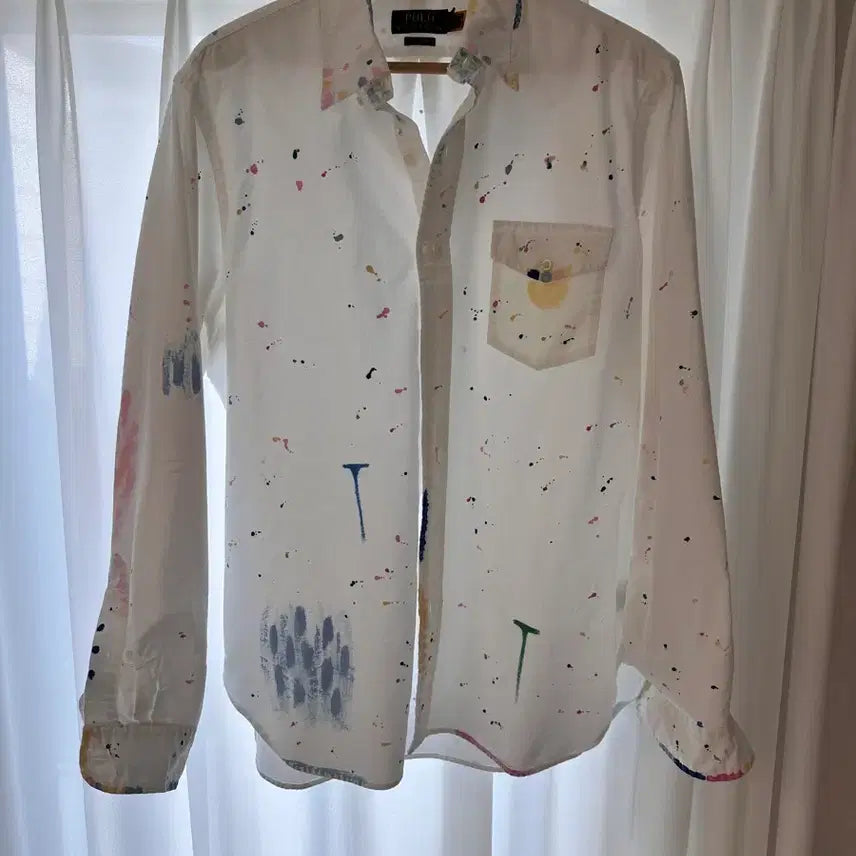 [BUNJANG] Polo Ralph Lauren Oxford Paint Splatter Shirt (L) / 폴로 랄프로렌 옥스포드 페인트 스플레터 셔츠 (L)