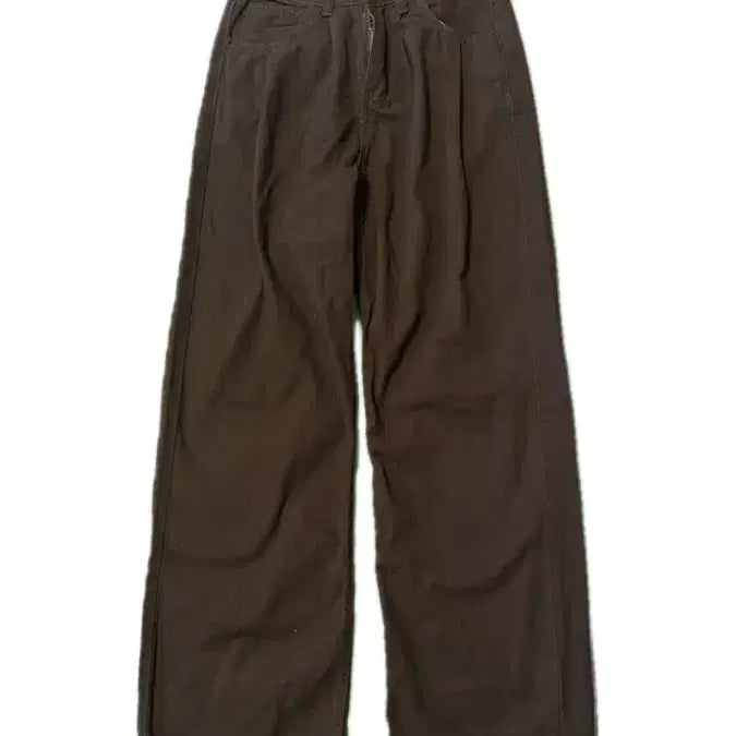 [BUNJANG] Brown Pin Tuck Wide Straight Pants / 브라운 핀턱 와이드 일자 팬츠