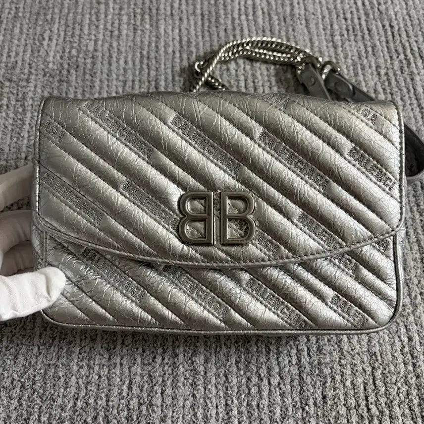 [BUNJANG] Balenciaga BB Silver Chain Shoulder Bag / 발렌시아가 BB 실버 체인 숄더백
